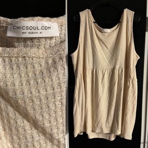 ChicSoul 3x cream tank with peplum design for flattering look!